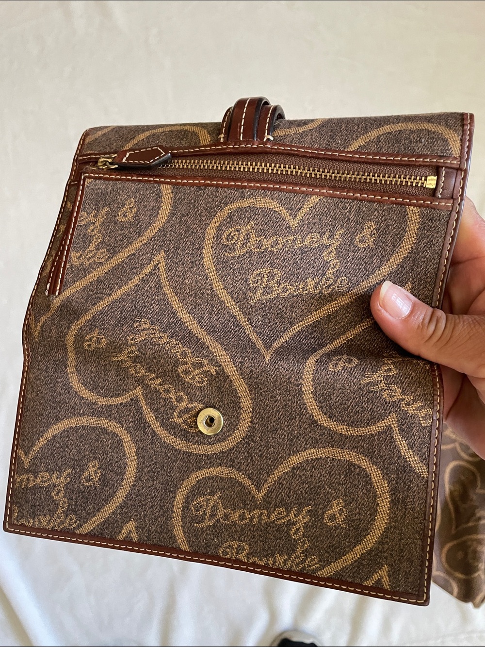 Vintage Dooney & Bourke Heart Print Brown Shoulder Purse and wallet set Y2K 90s - Picture 7 of 10